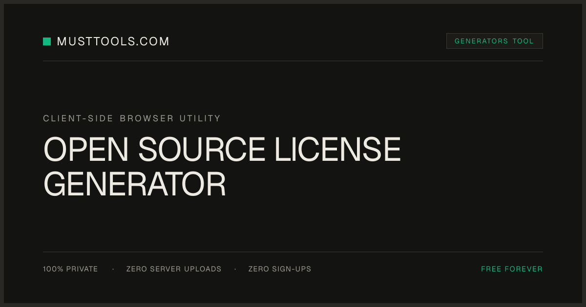 Open Source License Generator — MIT, Apache &… | MustTools